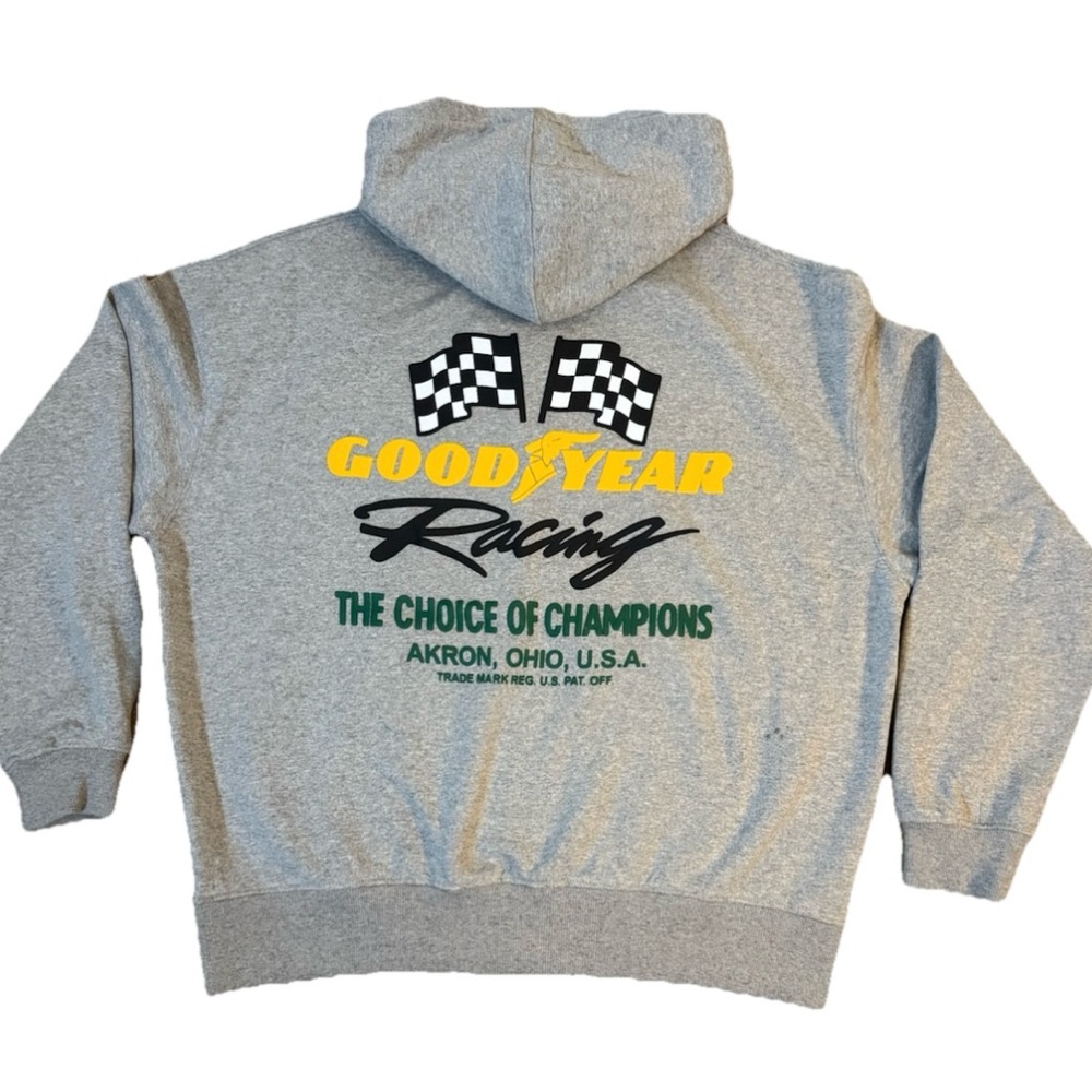 Pull & Bear x Goodyear Racing Hoodie Mens L Gray Graphic Motorsport NWT